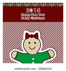 Christmas gingerbread card 2015, vector