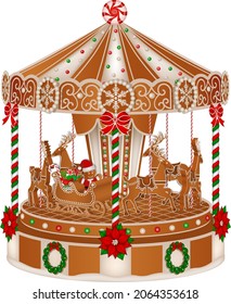 christmas gingerbread carousel with cookies and candies