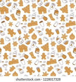 christmas gingerbread and coffee pattern