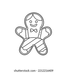 Christmas gingerbread. Coloring book. Christmas. New Year. Black and white vector image.