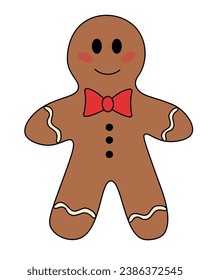 Christmas Gingerbread Cookie Man Character. Vector flat illustration.