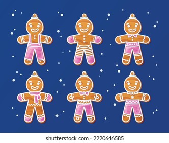 Christmas gingerbread cookie man with pink white glaze