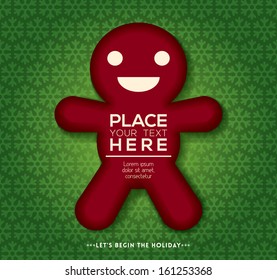 Christmas gingerbread cookie man with snowflake pattern Background