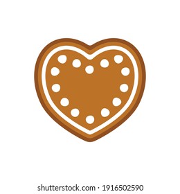 Christmas gingerbread cookie on white isolated background. Vector illustration.