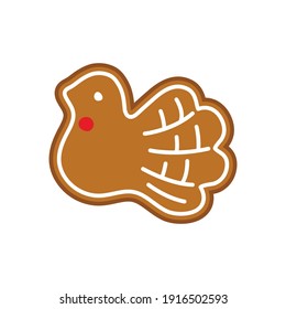 Christmas gingerbread cookie on white isolated background. Vector illustration.