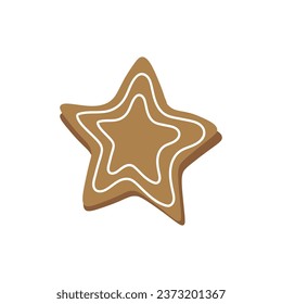 Christmas gingerbread cookie in shape of star on white backgroun