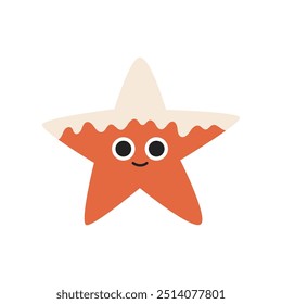 Christmas gingerbread cookie star. Flat vector illustration isolated on white background.