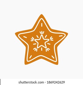 Christmas gingerbread cookie star icon. Vector illustration.