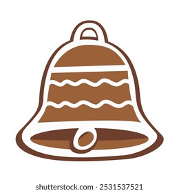 Christmas gingerbread cookie. Winter homemade xmas sweets in shape of bell. . Vector illustration
