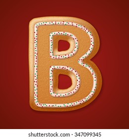 Christmas gingerbread cookies alphabet. Vector illustration 