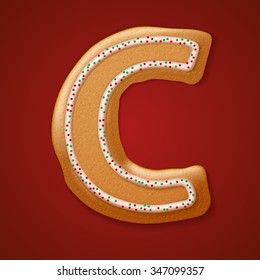 Christmas gingerbread cookies alphabet. Vector illustration 