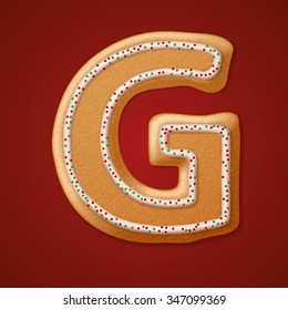 Christmas gingerbread cookies alphabet. Vector illustration 