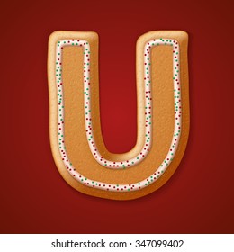 Christmas gingerbread cookies alphabet. Vector illustration 