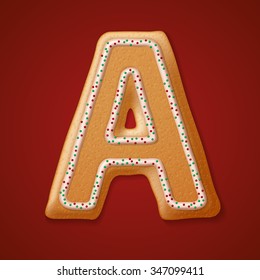 Christmas gingerbread cookies alphabet. Vector illustration 
