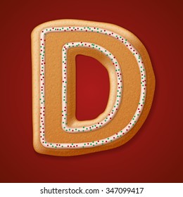 Christmas gingerbread cookies alphabet. Vector illustration 