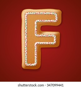 Christmas gingerbread cookies alphabet. Vector illustration 