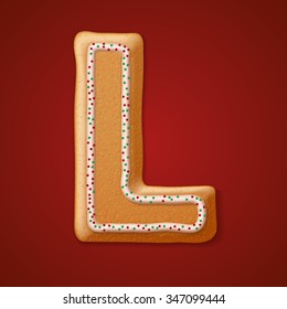 Christmas gingerbread cookies alphabet. Vector illustration 