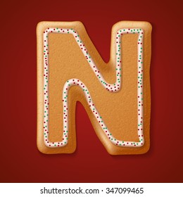 Christmas gingerbread cookies alphabet. Vector illustration 