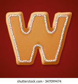 Christmas gingerbread cookies alphabet. Vector illustration 