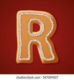 Christmas gingerbread cookies alphabet. Vector illustration 