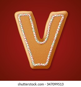 Christmas gingerbread cookies alphabet. Vector illustration 