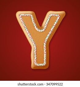 Christmas gingerbread cookies alphabet. Vector illustration 