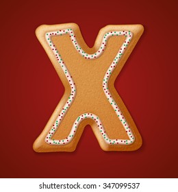 Christmas gingerbread cookies alphabet. Vector illustration 