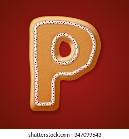 Christmas gingerbread cookies alphabet. Vector illustration 