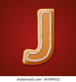 Christmas gingerbread cookies alphabet. Vector illustration 