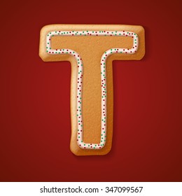 Christmas gingerbread cookies alphabet. Vector illustration 