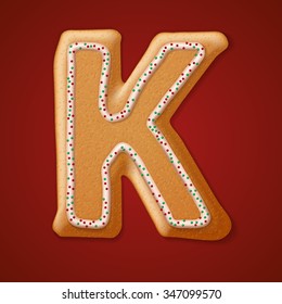 Christmas gingerbread cookies alphabet. Vector illustration 