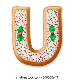 Christmas gingerbread cookies alphabet. Vector illustration EPS10