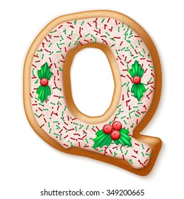 Christmas gingerbread cookies alphabet. Vector illustration EPS10