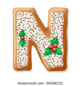 Christmas gingerbread cookies alphabet. Vector illustration EPS10