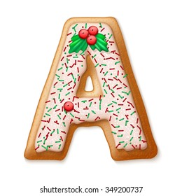 Christmas gingerbread cookies alphabet. Vector illustration EPS10