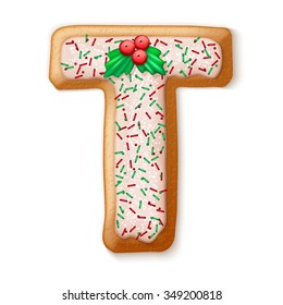 Christmas gingerbread cookies alphabet. Vector illustration EPS10