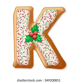 Christmas gingerbread cookies alphabet. Vector illustration EPS10