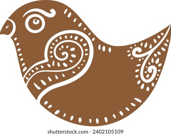 Christmas gingerbread cookies in bird shape isolated on white background. Vector for your Christmas design and decor.