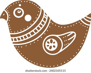 Christmas gingerbread cookies in bird shape isolated on white background. Vector for your Christmas design and decor.