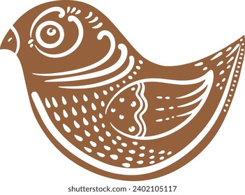 Christmas gingerbread cookies in bird shape isolated on white background. Vector for your Christmas design and decor.