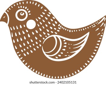 Christmas gingerbread cookies in bird shape isolated on white background. Vector for your Christmas design and decor.