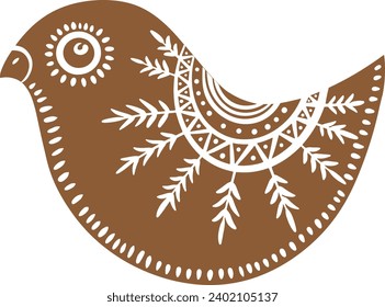 Christmas gingerbread cookies in bird shape isolated on white background. Vector for your Christmas design and decor.