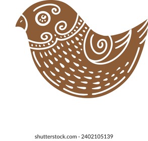 Christmas gingerbread cookies in bird shape isolated on white background. Vector for your Christmas design and decor.