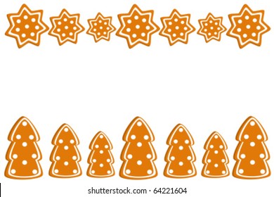 Christmas Gingerbread Cookies Border. Vector Illustration