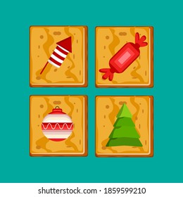 Christmas gingerbread cookies collection: Firework,Candy,Ball,Tree