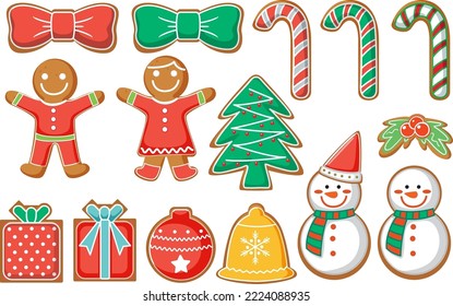 Christmas gingerbread cookies collection illustration