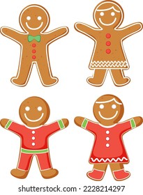 Christmas gingerbread cookies collection illustration