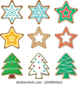 Christmas gingerbread cookies collection illustration