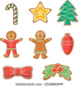 Christmas gingerbread cookies collection illustration