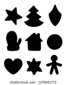 Christmas gingerbread cookies collection. Monochrome color. Flat vector illustration isolated on white background. New Year cookies.